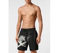 Badehose PLEIN SPORT "Badehose", Herren, Gr. XL, US-Größen, schwarz-weiß (0201, schwarz, weiß), Obermaterial: 100% Polyester, Badehosen (36693117-XL) 0201, schwarz, weiß