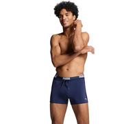Badehose PUMA "PUMA SWIM MEN LOGO TRUNKS", Herren, Gr. L, N-Gr, blau (navy), Web, Obermaterial: 80% Polyester, 20% Elasthan, unifarben, Badehosen Badehose, elastischer Logobund mit integriertem Kordel