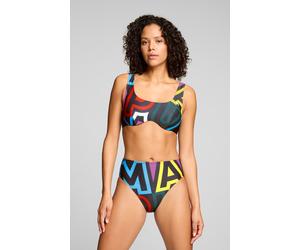 Badehose PUMA "PUMA SWIM WOMEN PRINTED SCOOP NECK TOP 1P", Damen, Gr. XS, N-Gr, multi colour, Obermaterial: 82% Polyester, 18% Elasthan, Badehosen Badehose (19098509-XS)