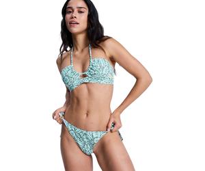 Badehose ROXY "Wildside Paisley Tanga", Damen, Gr. L, US-Größen, grün (oil grün wildside paisley), Obermaterial: 85% Polyester, 15% Elasthan., Badehosen Badehose (96324063-L) oil grün wildside paisley