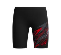 Badehose SPEEDO "Medley Logo Jammer" Gr. 164, schwarz (blk, rot), Badehosen, 164 (158), N-Gr, Obermaterial: 80% Nylon, 20% Elasthan, Badehose, für Kinder und Jugendliche, mit V-Cut-Futter, mit interne