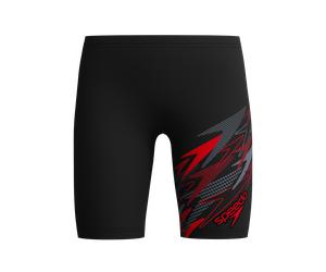 Badehose SPEEDO "Medley Logo Jammer" Gr. 176, schwarz (blk, rot), Badehosen, 176 (170), N-Gr, Obermaterial: 80% Nylon, 20% Elasthan, Badehose, für Kinder und Jugendliche, mit V-Cut-Futter, mit interne