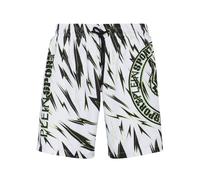 Badeshorts PLEIN SPORT "Tiger", Herren, Gr. XL, US-Größen, 0127, weiß, grünfluo, Obermaterial: 100% Polyester, Badehosen (58142147-XL) 0127, weiß, grünfluo