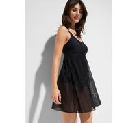 Badekleid BONPRIX, Damen, Gr. 42, N-Gr, schwarz, Obermaterial: 80% Polyamid, 20% Elasthan. Futter: 100% Polyester. Netzfutter: 90% Polyamid, 10% Elasthan, Badeanzüge, bequeme Passform, mit Mesh-Detail