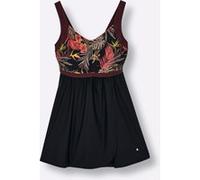 Badekleid SHEEGO, Damen, Gr. 50, Cup F, schwarz (schwarz, burgund, bedruckt), Elasthan, Polyamid, Badeanzüge (53732240-50) schwarz, burgund, bedruckt