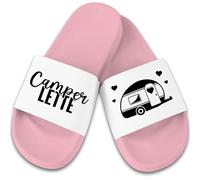Badelatschen Badeschlappen - Camping - Camper Lette Wohnwagen - Campingfreund Roadtrip Geschenk - 40 - Rosa Weiß - schlappen