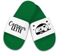 Badelatschen Badeschlappen - Camping - Camper Lette Wohnwagen - Campingfreund Roadtrip Geschenk - 45 - Grün Weiß - schlappen