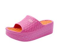 Badelatschen Damen Schlappen Rutschfeste Dusche Badeschuhe mit Absatz Plateau Pantoffeln Plateauschuhe Peep Toe Hausschuhe House Slippers Sommer Bequem Pantoletten Bequem Weichen Sohlen Schlappen