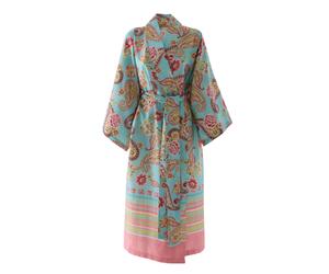 Bademantel BASSETTI "Bassetti Kimono RAPALLO" Gr. SM, blau (tuerkis fuchsia), S/M, Obermaterial: 100% Baumwolle CO., Hausmäntel, Bademantel, aus reiner Baumwolle (58899249-SM) tuerkis fuchsia