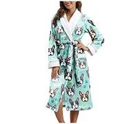 Bademantel Damen Muster Tiere Saunamantel 100% Baumwolle Mit Gürtel Hausmantel Morgenmantel Festlich Nachthemd Microfaser Schlafmantel Fleece Gefüttert Nachtwäsche Warm Schlafanzug Frottee Pyjama