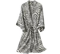 Bademantel Morgenmantel Damen-Chiffon-Pyjama, Zebra-Druck, Kimono-Robe, Nachthemd, Nachtwäsche, Bademantel Bademäntel (Color : A, Size : XL)