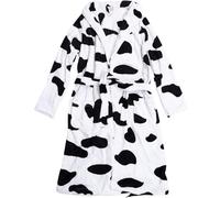 Bademantel Morgenmantel Kuh-Pyjama Für Damen, Plüsch-Robe, Warmer Bademantel, Nachthemd Für Damen, Winter-Pyjama Bademäntel (Color : A, Size : L)