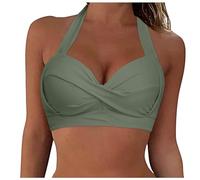 Bademode GroßE Brust GüNstige Bikinis Damen Bikini Damen Plus Size Bikini Damen Oversize Triangel Bikini Gestreift Schwimmoberteil Damen Neckholder Bikini Oberteil Mit BüGel Tankini Nur Oberteile