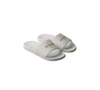 Badepantolette CALVIN KLEIN "ESS SLIDE CV WN", Damen, Gr. 38, weiß, Textil, unifarben, Basic, Schuhe, Strandschuh, Flat mit CK-Stickerei (43959522-38) weiß