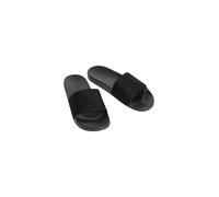 Badepantolette CALVIN KLEIN "ESS SLIDE HF MONOGRAM CV", Damen, Gr. 45, schwarz, Textil, unifarben, Basic, Schuhe, Sommerschuh, Strandschuh, Badeschuh, Flat mit Logo-Emblem (23279856-45) schwarz