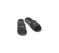 Badepantolette CALVIN KLEIN "ESS SLIDE MONOBRAND CV", Herren, Gr. 42, schwarz, Synthetik, unifarben, Basic, Schuhe, Strandschuh, Pool Slides, Flat, Sommerschuh, Pantolette mit Logo (70406356-42) schwa