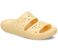 Badepantolette CROCS "Classic Floral Cut Out Sandal", Damen, Gr. 36, gold (goldgelb), Croslite™, geblümt, Schuhe, Sandale, Sommerschuh, Pool Slides mit genoppter Innensohle (90050425-36) goldgelb