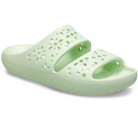Badepantolette CROCS "Classic Floral Cut Out Sandal", Damen, Gr. 42, grün (lindgrün), Croslite™, geblümt, Schuhe, Sandale, Sommerschuh, Pool Slides mit genoppter Innensohle (44933850-42) lindgrün