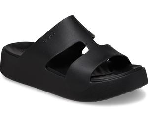 Badepantolette CROCS "Getaway Platform H-Strap", Damen, Gr. 38, schwarz, Croslite™, Schuhe, Sommerschuh, Schlappen, Badeschuh, Poolslides, weiche Innensohle (77604134-38) schwarz