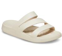 Badepantolette CROCS "Getaway Strappy", Damen, Gr. 42, beige (sanftes weiß), Croslite™, unifarben, Schuhe Badelatschen Pantolette, Sommerschuh, Badeschuh, Poolslides mit modischen Riemchen (65510413-4