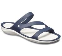 Badepantolette CROCS "Swiftwater Sandal", Damen, Gr. 36, weiß (navy weiß), Croslite™, Schuhe Badelatschen Pantolette, Sommerschuh, Badeschuh, Poolslides, genoppte Innensohle (48027930-36) navy weiß