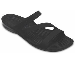 Badepantolette CROCS "Swiftwater Sandal", Damen, Gr. 42, schwarz, Croslite™, Schuhe Badepantolette, Sommerschuh, Badeschuh, Poolslides, genoppte Innensohle (30398625-42)