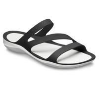 Badepantolette CROCS "Swiftwater Sandal", Damen, Gr. 42, schwarz (schwarz weiß), Croslite™, Schuhe Badelatschen Pantolette, Sommerschuh, Badeschuh, Poolslides, genoppte Innensohle (73540519-42) schwar