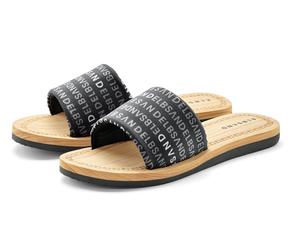 Badepantolette ELBSAND "Pantolette, Badelatsche, Badeschuhe, Badeschlappe, Sommerschuhe", Damen, Gr. 38, schwarz (anthrazit), Obermaterial: 100% Textilmaterial. Decksohle: 100% Synthetik. Futter: 100%