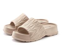 Badepantolette FRENCH CONNECTION "Badeschlappe, Badelatsche, Mule, Sandale, offener Schuh, Sommerschuhe", Damen, Gr. 38, beige, Obermaterial: 100% Synthetik. Decksohle: 100% Synthetik. Futter: 100% Sy