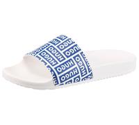 Badepantolette HUGO BLUE "Timein_slid", Herren, Gr. 42, weiß, blau, Synthetik, Schuhe, Strandschuh, Schlappen, Sommerschuh, Flat mit Logoschriftzügen (72503218-42) weiß, blau