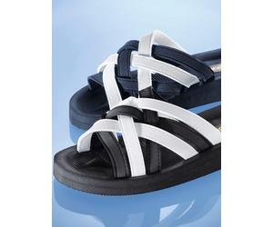 Badepantolette SIEBI`S, Damen, Gr. 38, schwarz-weiß (schwarz, weiß), Synthetik, Schuhe Pantolette (25952457-38) schwarz, weiß