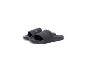 Badepantolette TOMMY HILFIGER "CORE TOMMY HILFIGER POOL SLIDE", Herren, Gr. 44, schwarz, Synthetik, unifarben, Basic, Schuhe, Sommerschuh, Pool Slides, Flat mit Logoschriftzug (56436829-44) schwarz