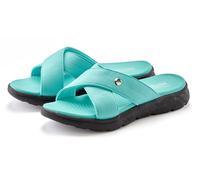 Badepantolette VENICE BEACH "Sandale, Badeschuh, Pantolette, Badelatsche, Flip Flop, Badeschlappe", Damen, Gr. 36, blau (türkis), Obermaterial: 100% Textilmaterial. Decksohle: 100% Synthetik. Futter: 