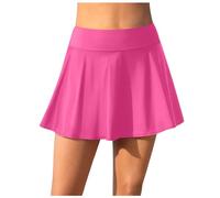 Baderock Damen mit Innenslip Bauchweg Strandrock Schwimmrock High Waist Rüschen Bikinirock Schwarz Sommer Badeshorts Damen Badehose Einfarbig Swim Rock Kurz Wassersport Bademode Schwimmhose