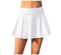 Baderock Damen mit Innenslip Bauchweg Strandrock Schwimmrock High Waist Rüschen Bikinirock Schwarz Sommer Badeshorts Damen Badehose Einfarbig Swim Rock Kurz Wassersport Bademode Schwimmhose