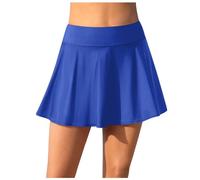 Baderock Damen mit Innenslip Bauchweg Strandrock Schwimmrock High Waist Rüschen Bikinirock Schwarz Sommer Badeshorts Damen Badehose Einfarbig Swim Rock Kurz Wassersport Bademode Schwimmhose