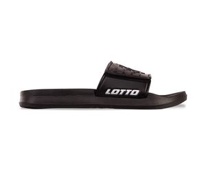 Badesandale LOTTO, Herren, Gr. 39, schwarz-weiß (schwarz, weiß), Synthetik, Schuhe, - mit praktischem Klettverschluss (93948143-39) schwarz, weiß
