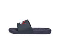Badesandale PUMA "COOL CAT 20", Damen, Gr. 42, blau (parisian night, puma weiß, puma rot), Synthetik, unifarben, Schuhe Badelatschen Pantolette, leicht profiliertes Laufsohlenprofil, ohne Verschluss,