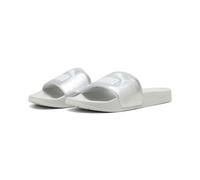 Badesandale PUMA "LEADCAT 2.0 METALLIC WHISPER", Damen, Gr. 39, silber (puma silber, puma weiß, feather gray), Synthetik, bedruckt, Schuhe, für Freizeitaktivitäten, mit gepolsterter Sohle, sportlicher