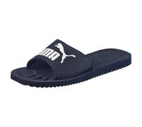 Badesandale PUMA "PURECAT", Damen, Gr. 48,5, blau (peacoat, weiß), Synthetik, Schuhe Badelatschen Pantolette, leichtes Gewicht, weiches Textil-Innenmaterial (99177121-48,5) peacoat, weiß