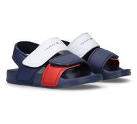 Badesandale TOMMY HILFIGER, Jungen, Gr. 25, bunt (blau, rot, weiß), Synthetik, Schuhe, Badeschuh, Wassersandale, Sommerschuh mit Klettverschlüssen (16452168-25) blau, rot, weiß