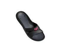 Badeschuh ARENA "Nina Pool Slides", Damen, Gr. 38, schwarz (schwarz, schwarz_g), Obermaterial: 45% Polyester, 35% PVC, 20% Polyurethan, Schuhe Badeschuh (53996463-38) schwarz, schwarz_g