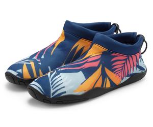 Badeschuh LASCANA "Badelatsche, Badeschuhe", Damen, Gr. 38, blau (blau, orange), Obermaterial: 100% Neopren. Decksohle: 100% Neopren. Futter: 100% Neopren. Laufsohle: 100% Synthetik, gemustert, Basic,