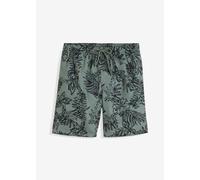 Badeshorts BONPRIX "Badeshorts Herren", Herren, Gr. 48/50, N-Gr, oliv, schwarz bedruckt, Web, Obermaterial: 100% Polyester. Netz: 100% Polyester, Badehosen Badeshorts, mit Innenslip und Münztasche aus