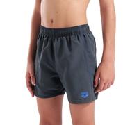 Badeshorts ARENA "BOYS' BEACH BOXER SOLID R", Jungen, Gr. 164 (158), N-Gr, grau (asphalt, neon blau), Obermaterial: 100% Polyester, Badehosen Badeshorts, mit Seitentaschen, mit innenliegendem Kordelzu