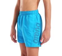 Badeshorts ARENA "FUNDAMENTALS ARENA LOGO JR BOXER R", Jungen, Gr. 152 (146), N-Gr, blau (turquoise, navy), Obermaterial: 100% Polyester, Badehosen Badeshorts, für Kinder, mit Seitentaschen, mit Mesh-