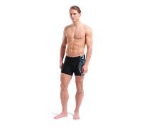 Badeshorts ARENA "MEN'S ARENA BASIC SWIM SHORT", Herren, Gr. 5, N-Gr, schwarz (schwarz, turquoise), Obermaterial: 80% Polyamid, 20% Elasthan, Badehosen Badeshorts, extrem dehnbares Stretchmaterial, ch