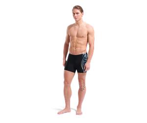 Badeshorts ARENA "MEN'S ARENA BASIC SWIM SHORT", Herren, Gr. 7, N-Gr, schwarz (schwarz, turquoise), Obermaterial: 80% Polyamid, 20% Elasthan, Badehosen Badeshorts, extrem dehnbares Stretchmaterial, ch
