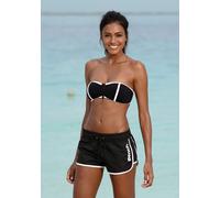 Badeshorts BENCH., Damen, Gr. 36, N-Gr, schwarz, Microfaser, Polyester, kontrastfarbene Details, unifarben mit Farbeinsatz, Badehosen Badeshorts, aus Microfaser, mit Außenkordel, mit Gesäßtasche, mit