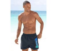 Badeshorts BENCH., Herren, Gr. M (50), N-Gr, blau (marine), Polyester, kontrastfarbene Details, unifarben, Badehosen Badeshorts, mit großem Logo-Aufdruck (202485-M) marine